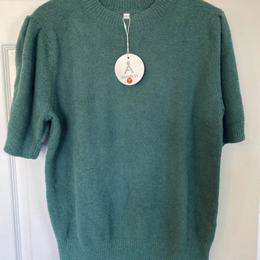 Anrabess Women’s Large Green Shirtsleeve Sweater, NWT